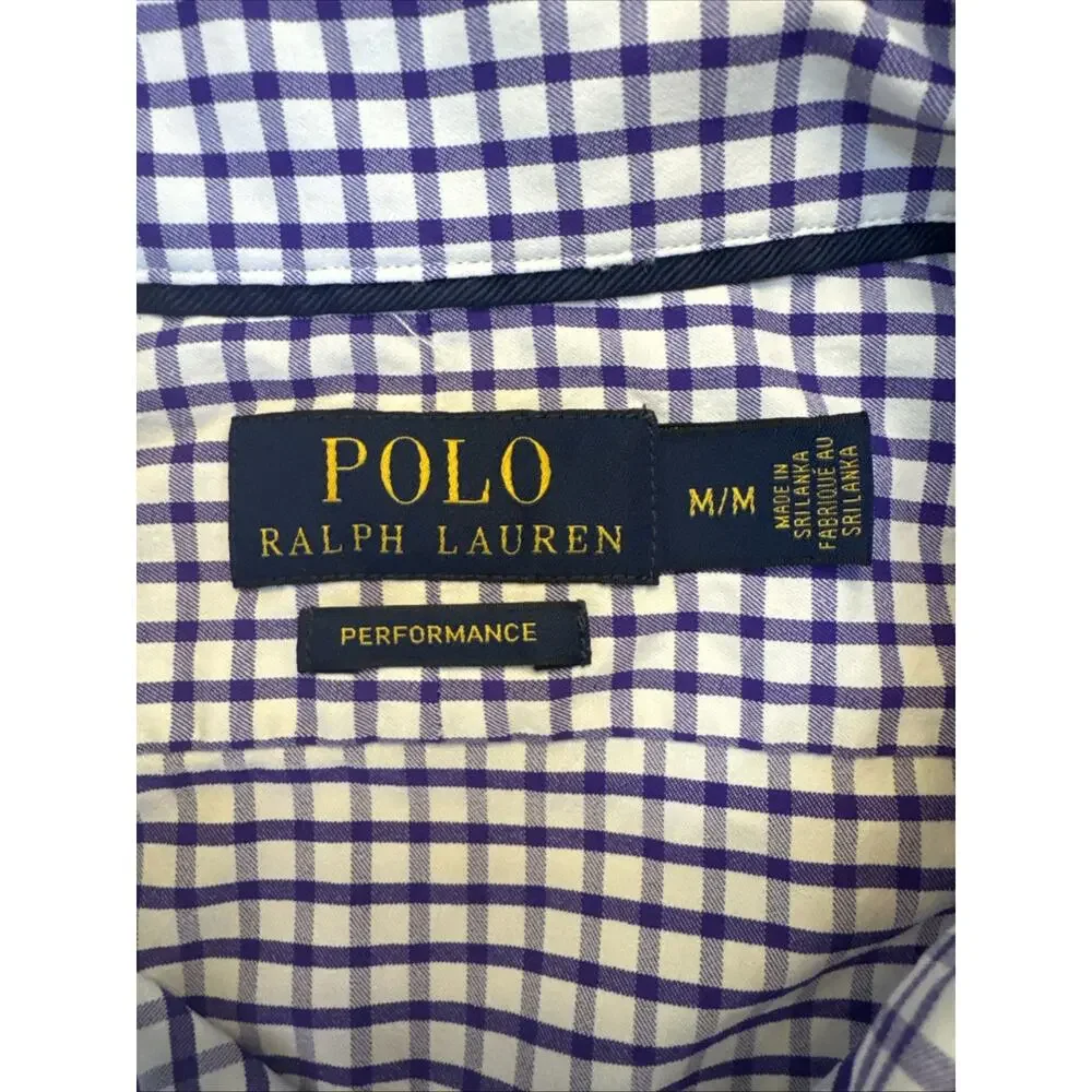 Polo Ralph‎ Lauren Shirt Mens M Purple Check Performance Button Up Long Sleeve